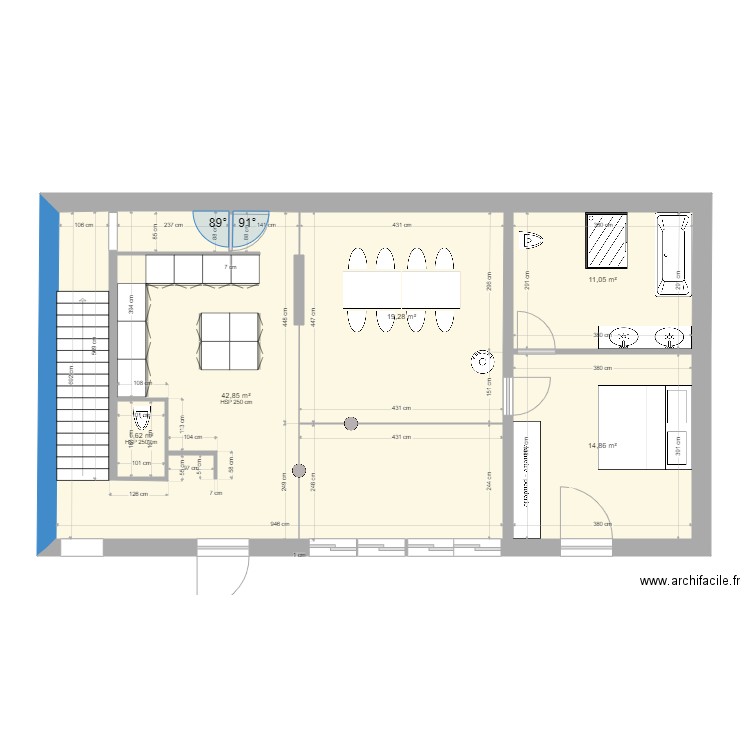 belgodere 2023.x1. Plan de 5 pièces et 90 m2