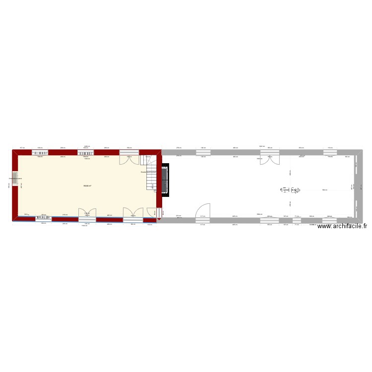 SERVOLLE Projet 2023-4. Plan de 1 pièce et 57 m2
