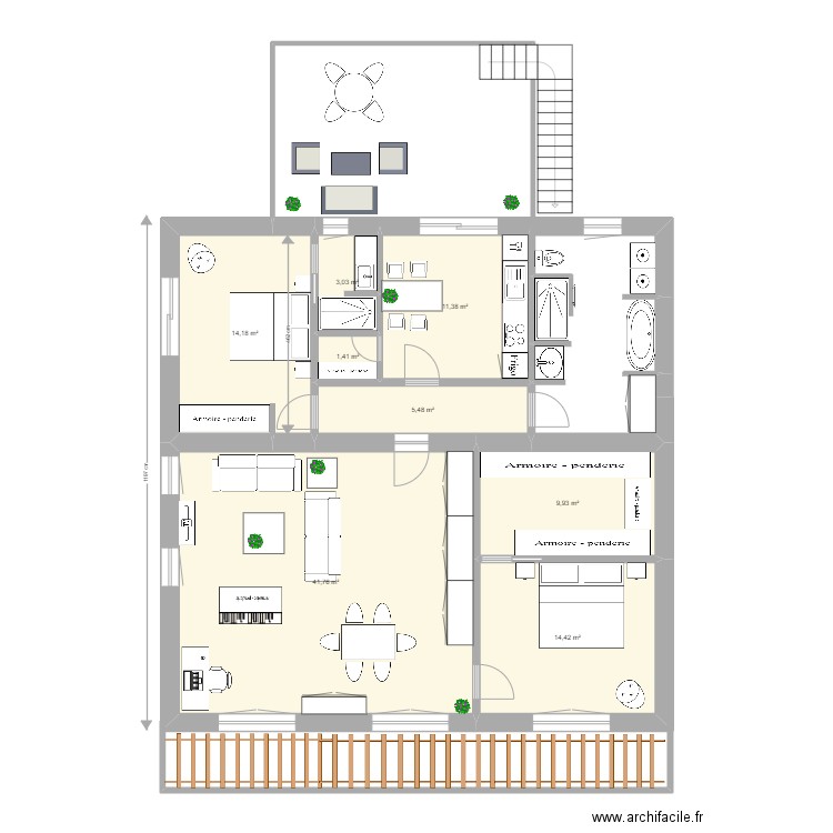Appartement etage UMIA. Plan de 8 pièces et 102 m2
