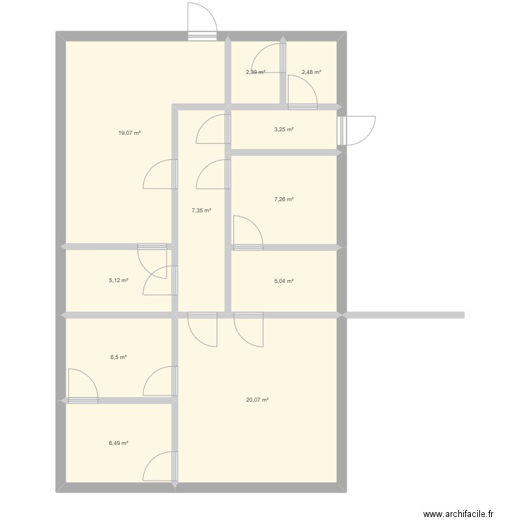 Bourdinais. Plan de 13 pièces et 112 m2