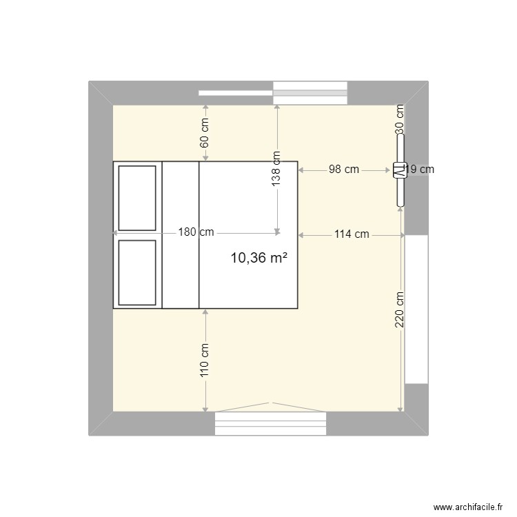 Chambre Saint Sul. Plan de 1 pièce et 10 m2