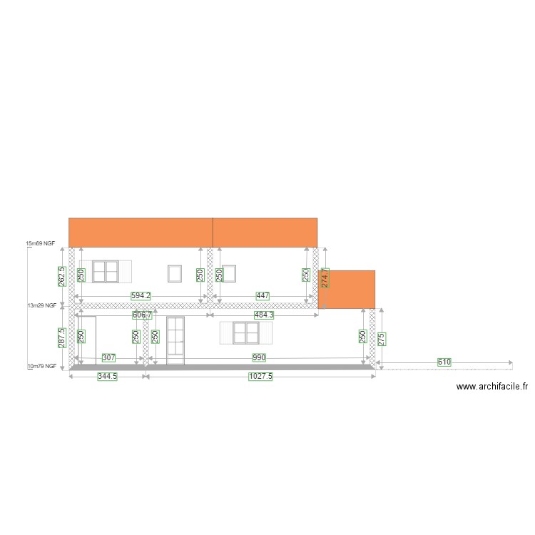 DP4 plan des façades et des toitures Facade nord projet Boube. Plan de 0 pièce et 0 m2