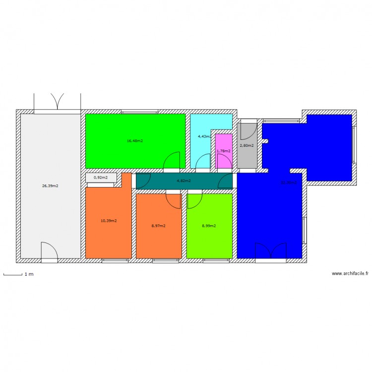 plan maison_pieces_couleurs. Plan de 0 pièce et 0 m2
