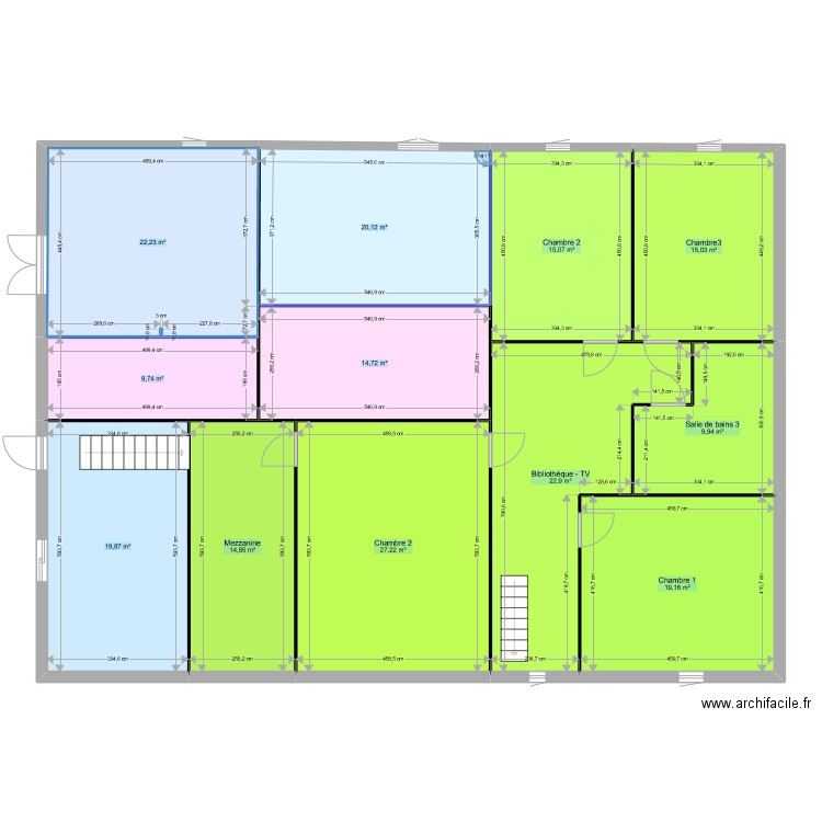 Etage (Vert). Plan de 12 pièces et 211 m2