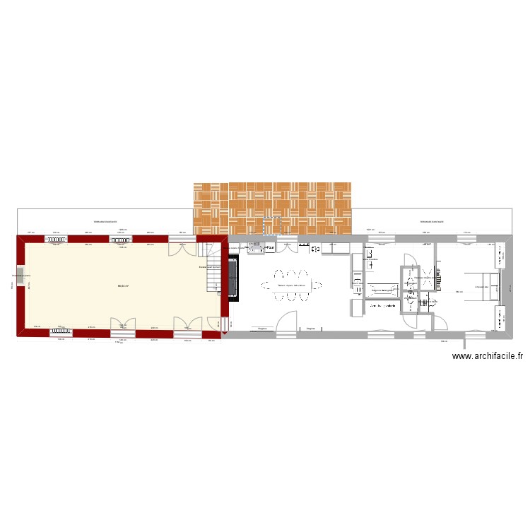 SERVOLLE Projet 2023-Cuisine en L. Plan de 1 pièce et 57 m2