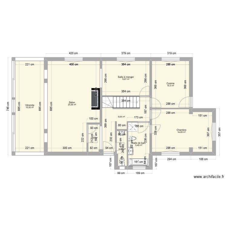 romilly-Rdc-actuel. Plan de 36 pièces et 417 m2