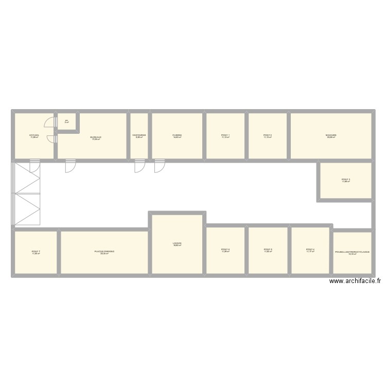 garage berthault. Plan de 16 pièces et 205 m2