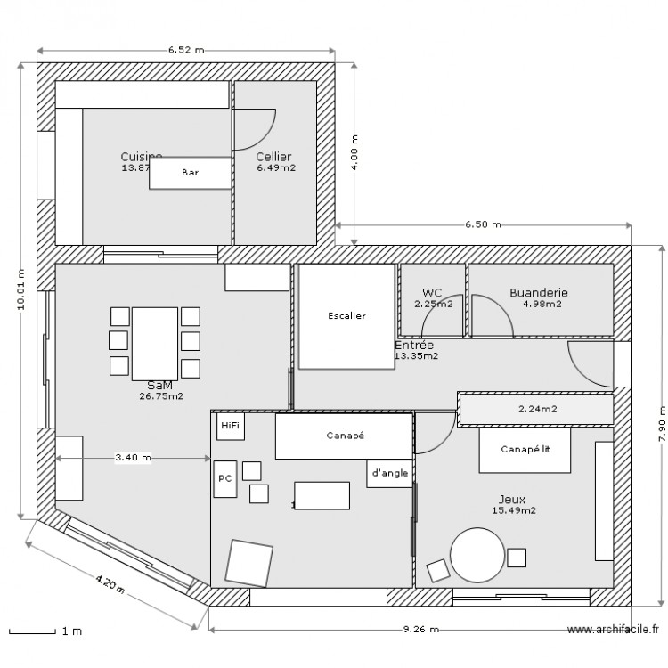 Maison-Arriere-Salon-Central-2quarts. Plan de 0 pièce et 0 m2