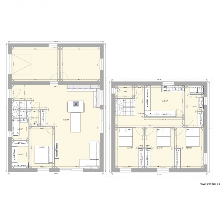 rdc etage 2. Plan de 0 pièce et 0 m2