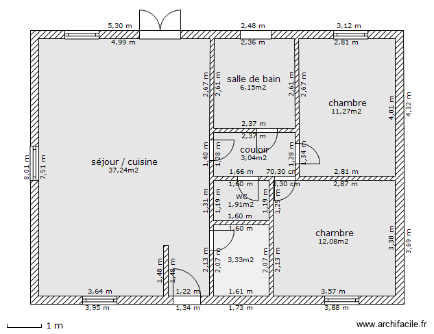 planmaison2. Plan de 7 pièces et 75 m2