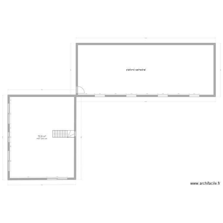 RDC extension. Plan de 2 pièces et 167 m2
