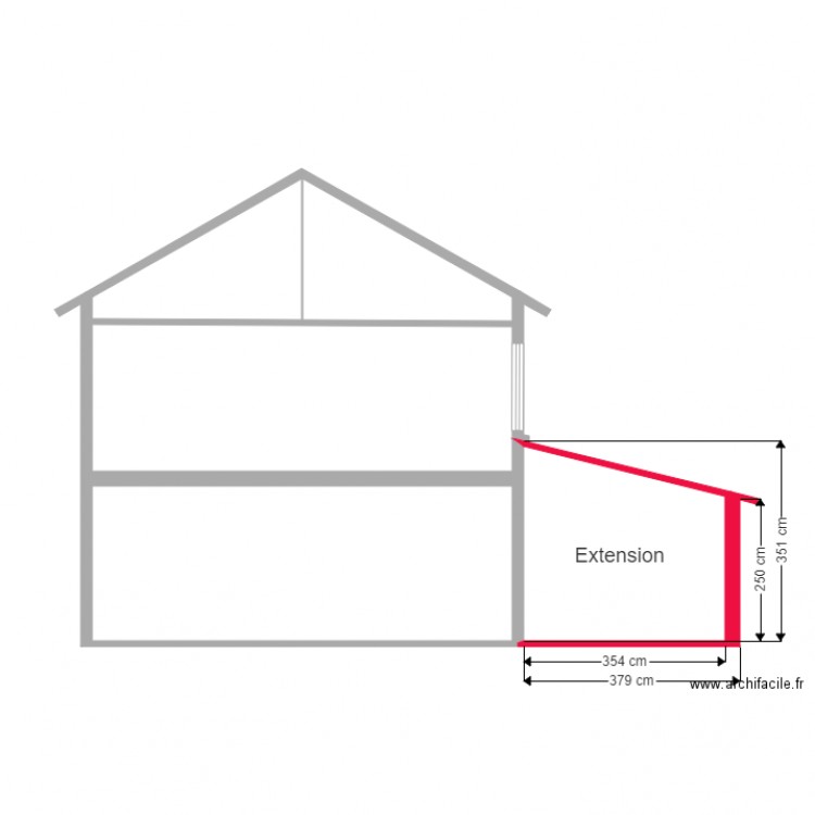 Plan en coupe Profil nord maison seule. Plan de 0 pièce et 0 m2