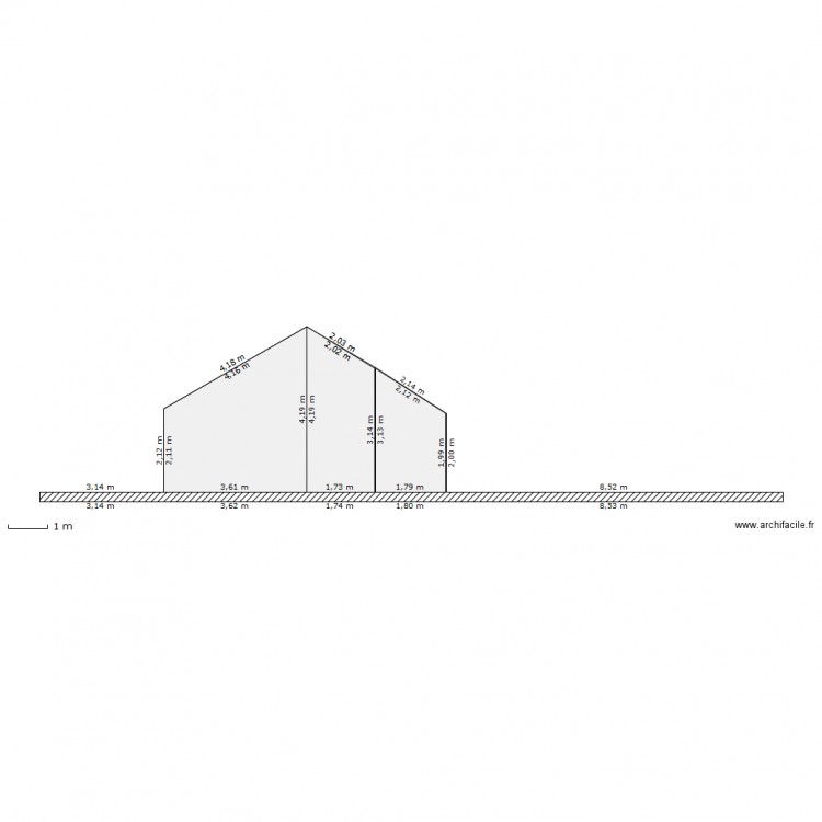 profil maison agrandissement 5 2m mini toit. Plan de 0 pièce et 0 m2