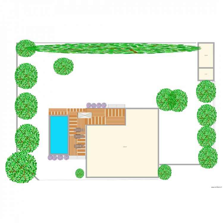 Plan côté piscine jardin. Plan de 0 pièce et 0 m2