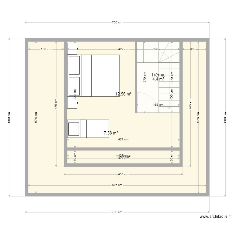 Chalet 2A+E. Plan de 8 pièces et 78 m2