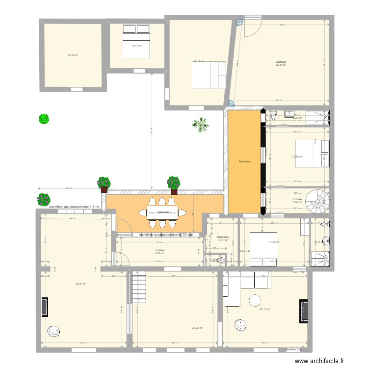 Noirmout avec étage adm1. Plan de 22 pièces et 258 m2