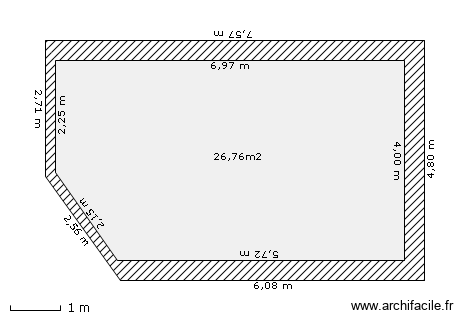 boj19Jm. Plan de 1 pièce et 27 m2