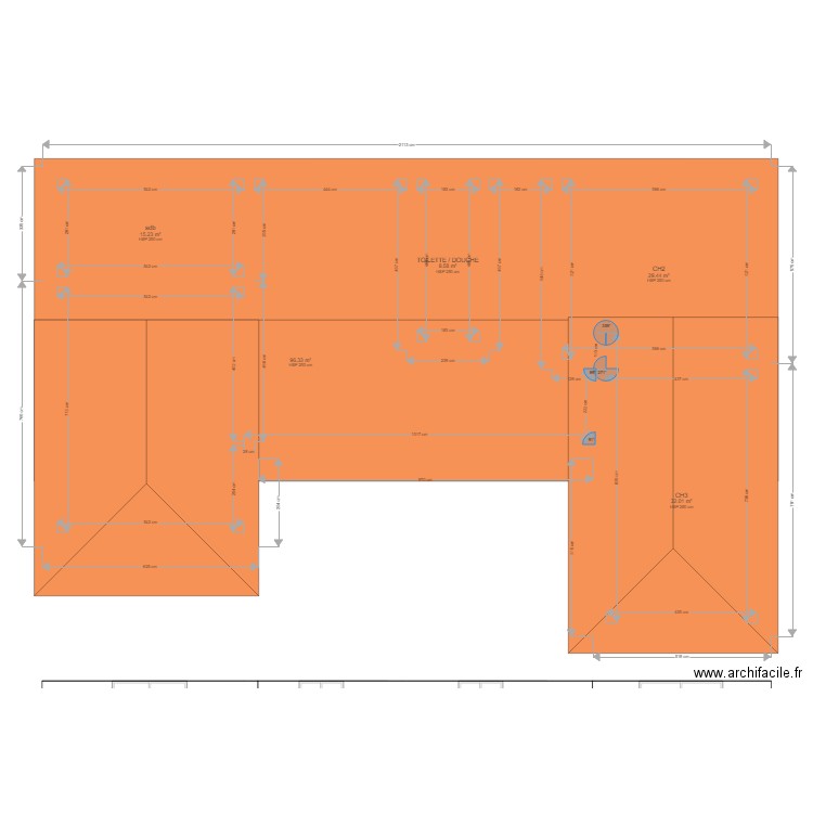 Plan projet chalet des Sables toiture 2. Plan de 10 pièces et 364 m2