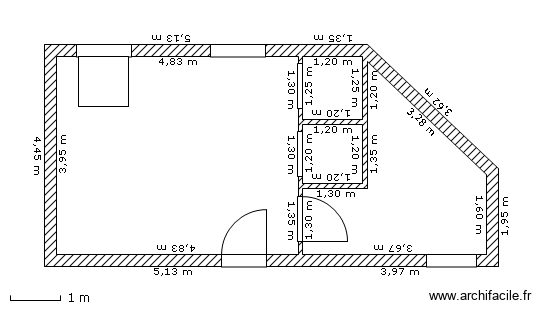 PILOUCAVE. Plan de 3 pièces et 37 m2
