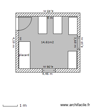 chambre 2. Plan de 1 pièce et 15 m2