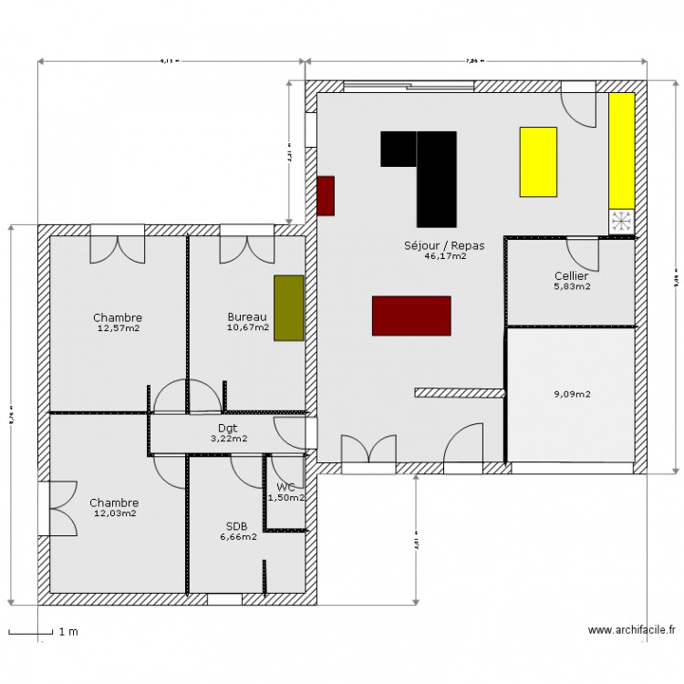 93 m² pp sans porche. Plan de 0 pièce et 0 m2