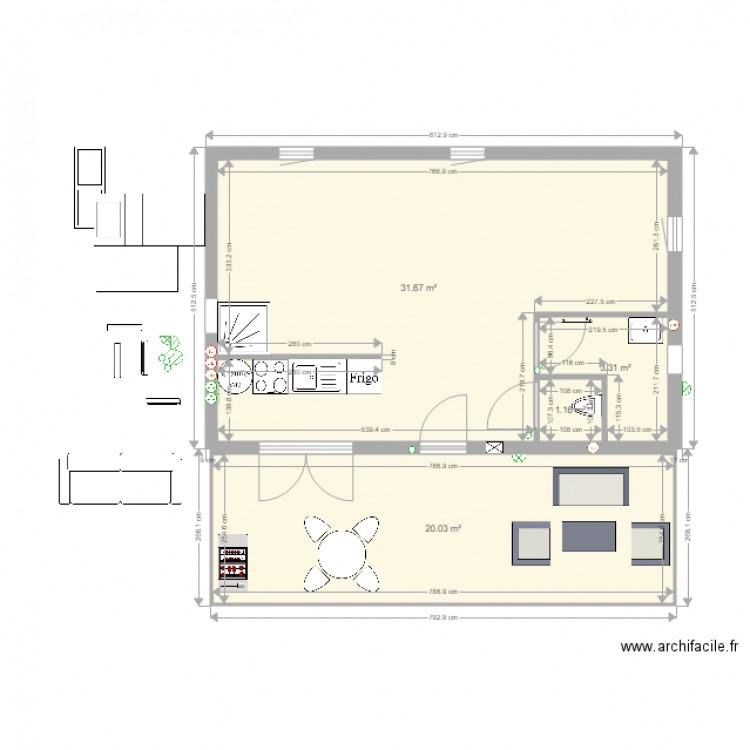 Plan Domaine du Courriou GreenCottages 3 chambres cuisine coursive . Plan de 0 pièce et 0 m2