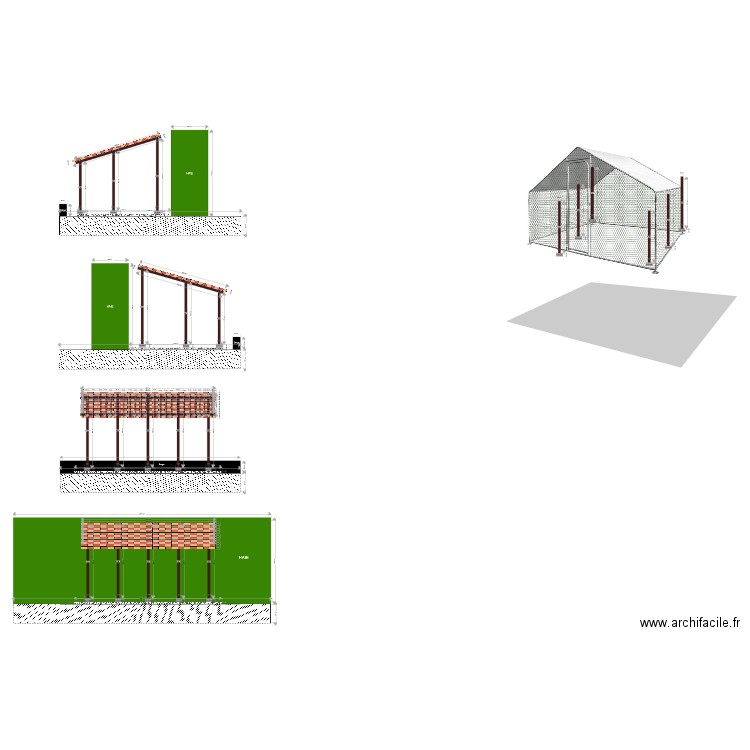 Plan de façade et toiture Abri. Plan de 0 pièce et 0 m2