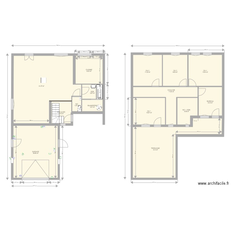 plan avec extension garage 2 NIVEAUX 120818. Plan de 0 pièce et 0 m2