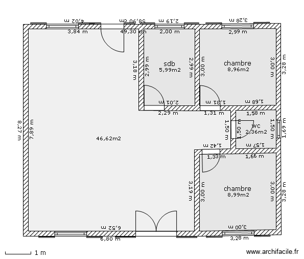 maison en bois. Plan de 5 pièces et 73 m2