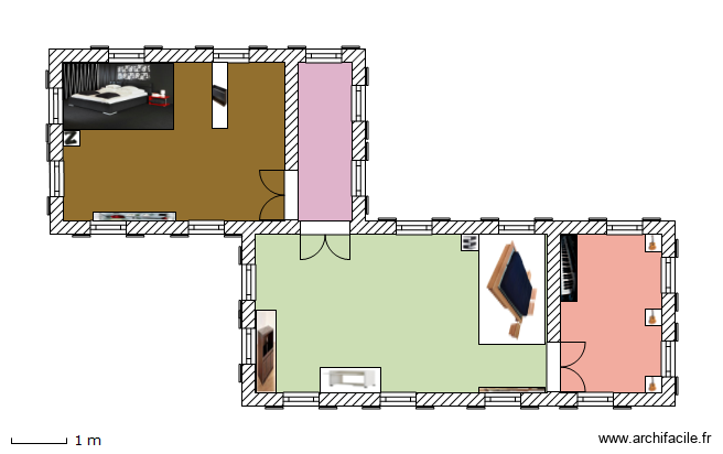chambre maison vacance. Plan de 4 pièces et 35 m2