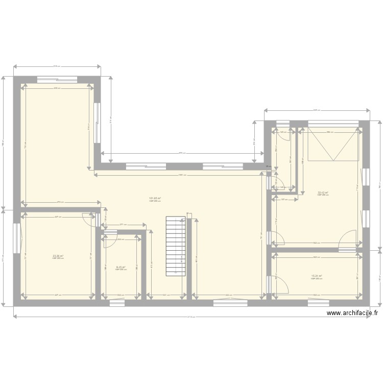 Plan projet chalet des Sables RDC. Plan de 5 pièces et 182 m2