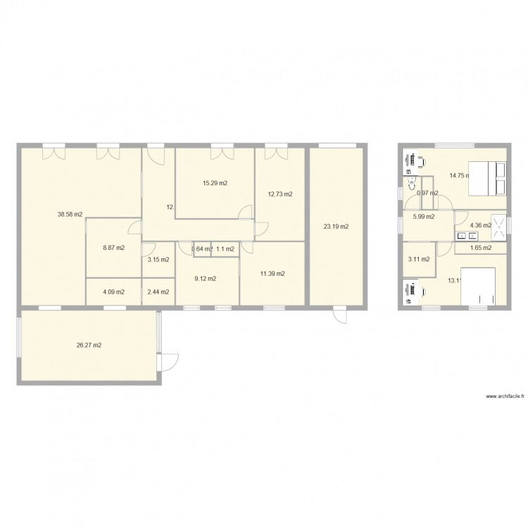 Maison Reyrieux RDC option 2. Plan de 0 pièce et 0 m2