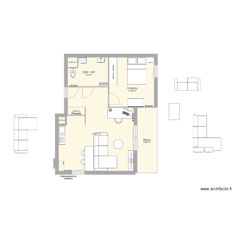 Appartement Loris Option 1. Plan de 0 pièce et 0 m2