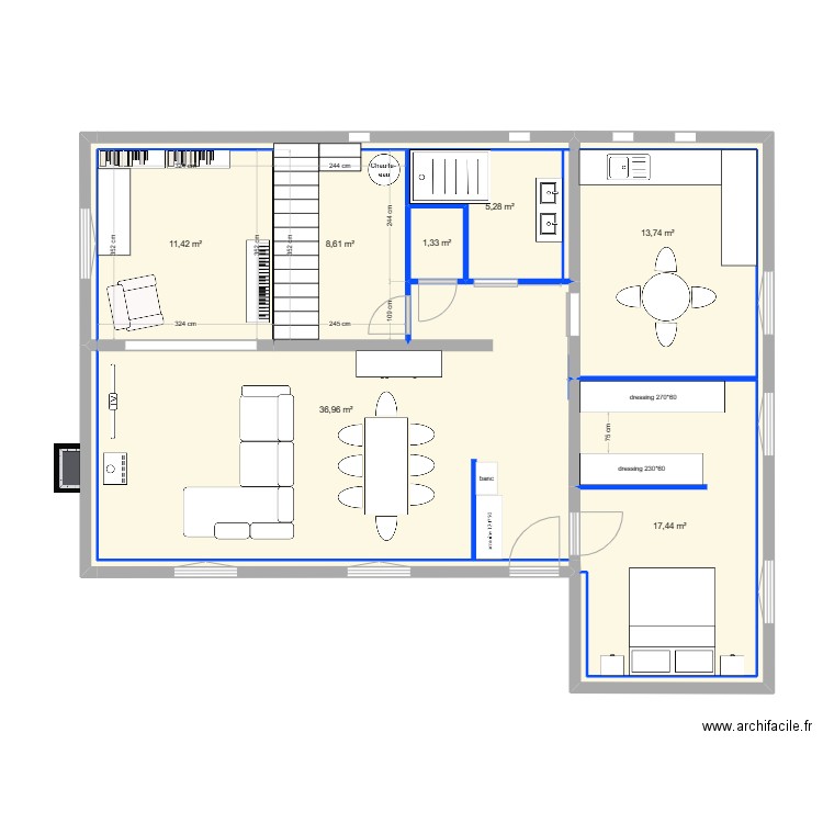aménagement maison PAU RDC version 27/12. Plan de 11 pièces et 101 m2