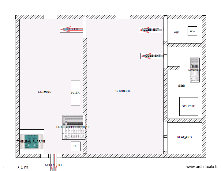 CHAMBRE PASSAGE PENTHIEVRE CHAMBRE 2. Plan de 1 pièce et 81 m2