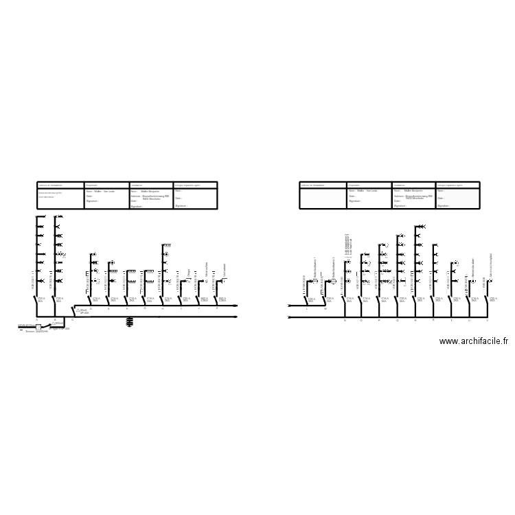 Schéma unifilaire Bench Plan 2. Plan de 16 pièces et 29 m2