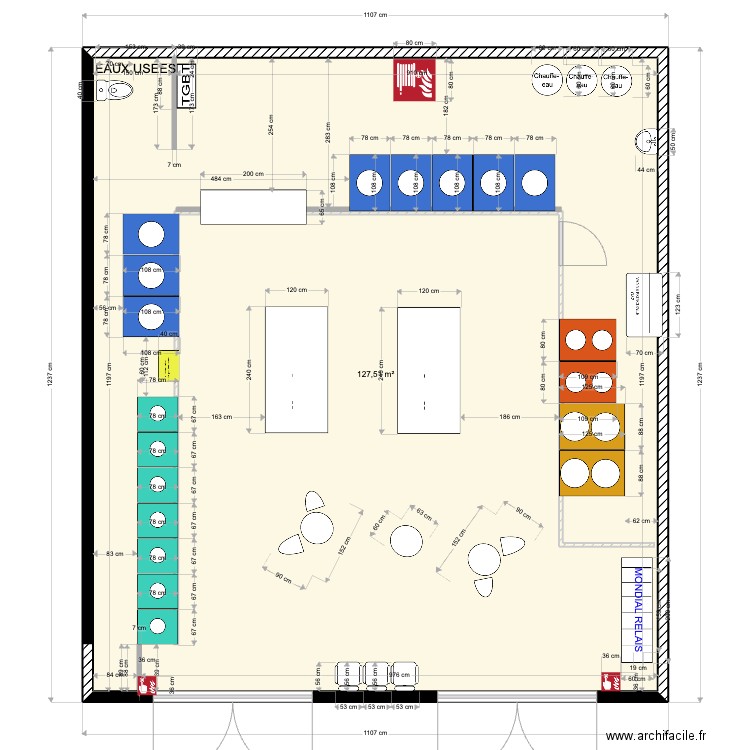 MAGASIN MERIGNAC MODIF 2. Plan de 1 pièce et 128 m2