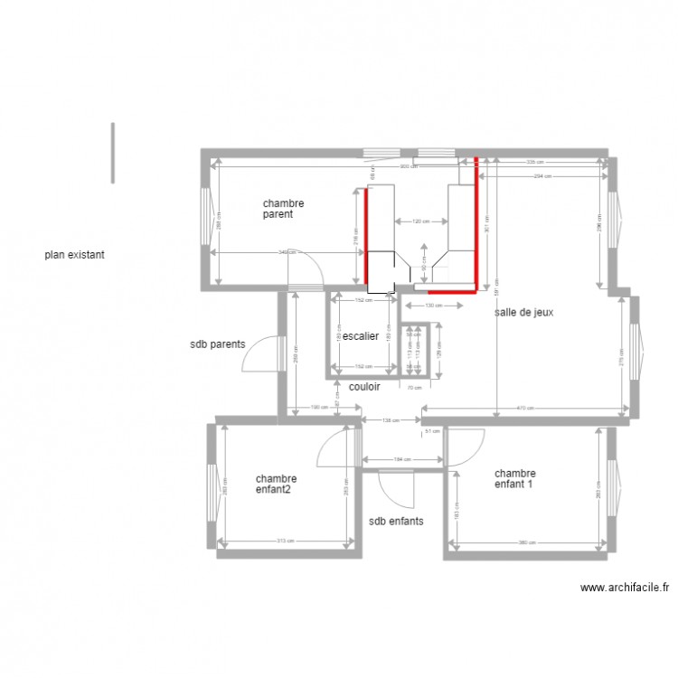 plan 1er étage travaux avec placard chambre parent grande. Plan de 0 pièce et 0 m2