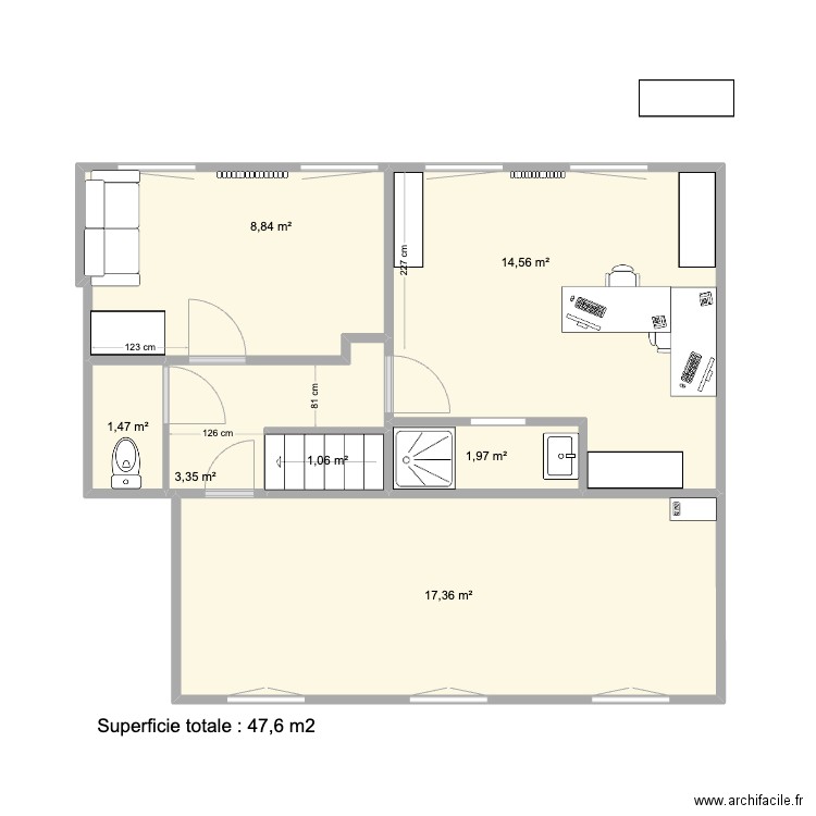 Maison Saultain Etage. Plan de 7 pièces et 49 m2