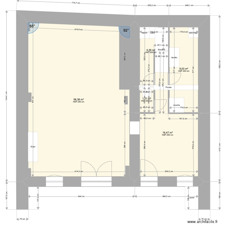  Fev 2012. Plan de 5 pièces et 87 m2