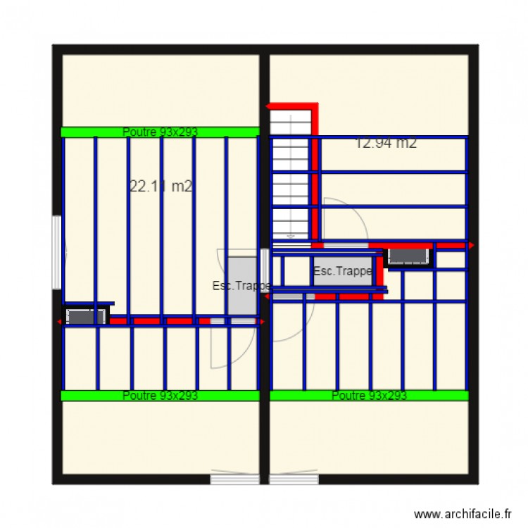 plan etage solivage 63x175. Plan de 0 pièce et 0 m2