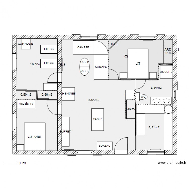 plan maison 82 m2