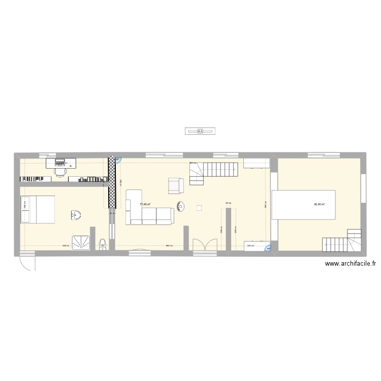 extension2. Plan de 2 pièces et 104 m2