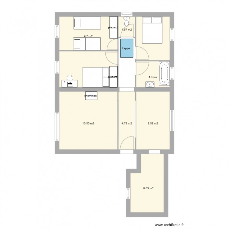 RDC Actuel. Plan de 0 pièce et 0 m2