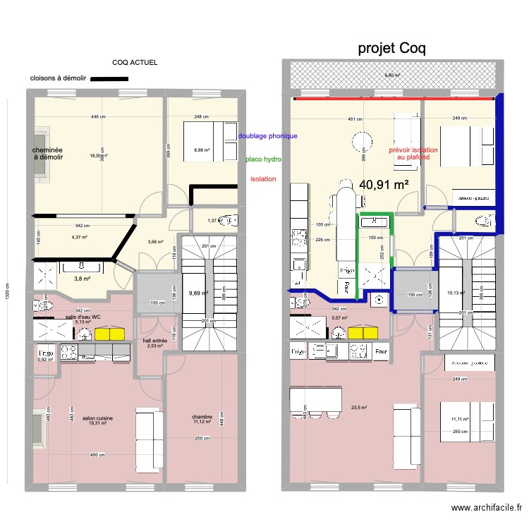 1er étage Coq 2. Plan de 18 pièces et 187 m2