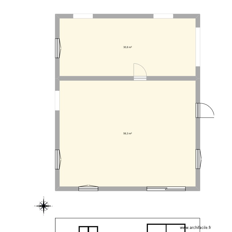 Garage v2. Plan de 2 pièces et 87 m2