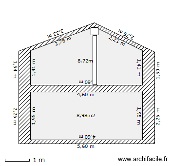 gran3. Plan de 2 pièces et 18 m2