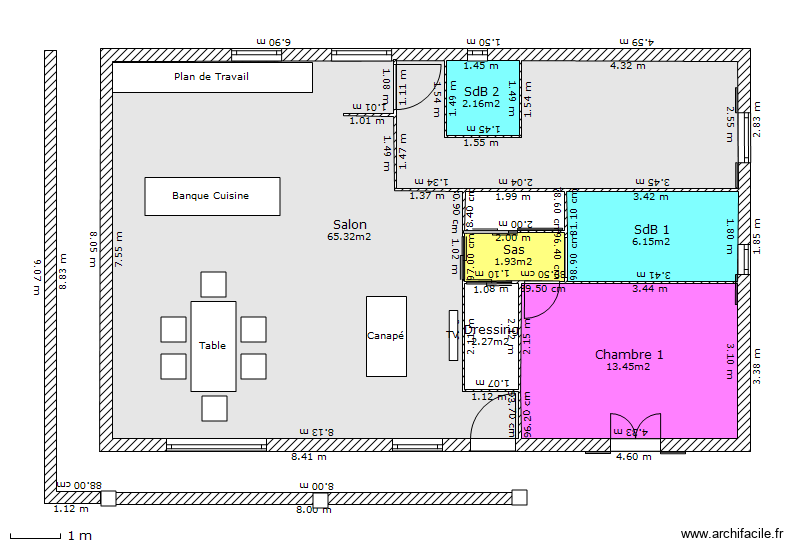 Maison Cassou. Plan de 6 pièces et 91 m2