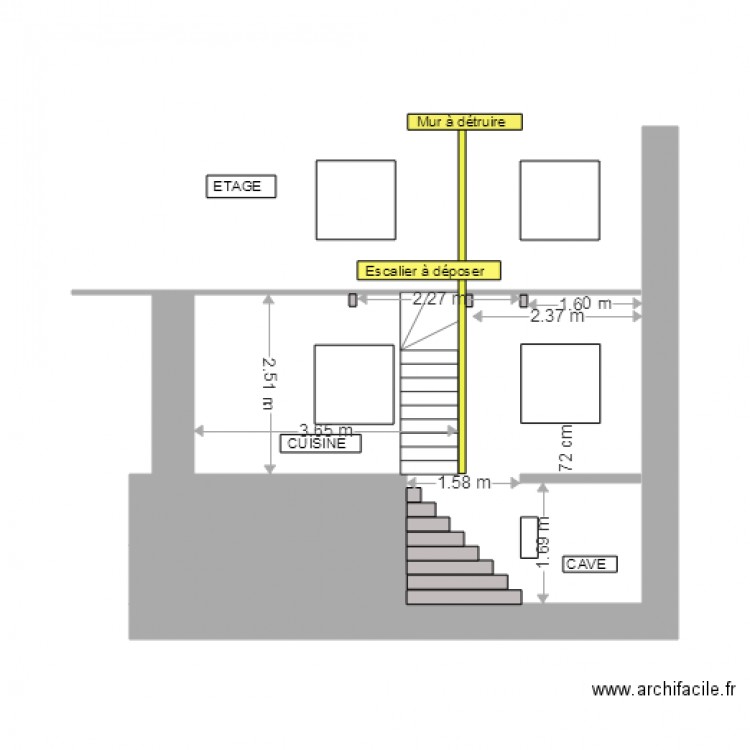vertical cuisine escalier avant 3. Plan de 0 pièce et 0 m2