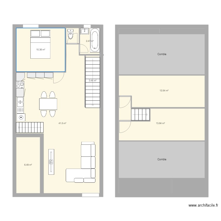 Appartement 3 avec mezzanine. Plan de 0 pièce et 0 m2